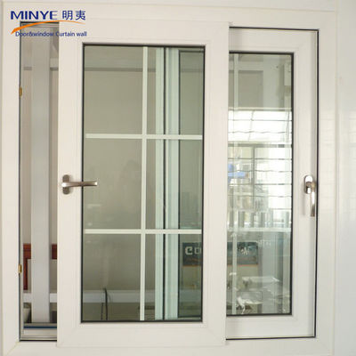 Ventana corredera de recepción de vidrio de doble cristal con construcción de perfil de aluminio