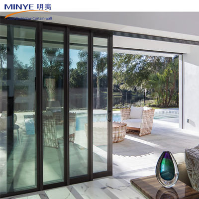 Puertas correderas de doble cristal templado para balcones con revestimiento en polvo/perfil anodizado