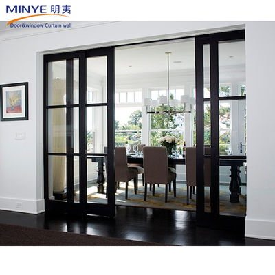 Puertas correderas de doble cristal templado para balcones con revestimiento en polvo/perfil anodizado