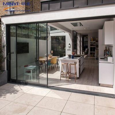 Puertas correderas de doble cristal templado para balcones con revestimiento en polvo/perfil anodizado