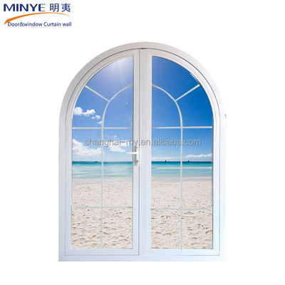 Arch Top Design Puerta de cristal a prueba de viento con acabado recubierto de polvo en estilo rústico