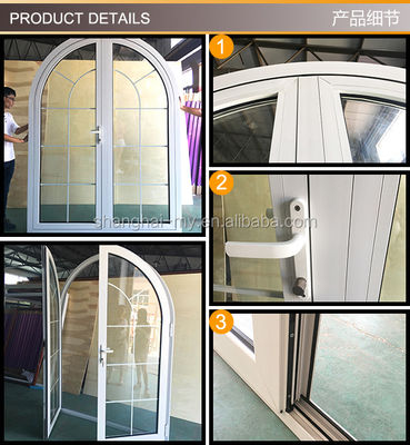 Alemania Hardware Termal Break Arco de aluminio Ventana de doble encasillado con parrillas