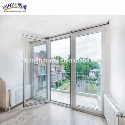 Puertas de entrada de aluminio de 5 mm 9A 5 mm de vidrio para puertas de balcón de vidrio de hierro moderno