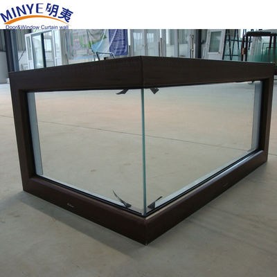 Ventana de esquina de cristal de aluminio de color de madera con función a prueba de viento y diseño de vidrio