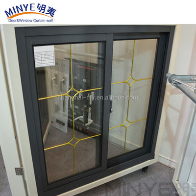 Ventana francesa de aluminio duradero con apertura deslizante y acabado recubrido de polvo liso