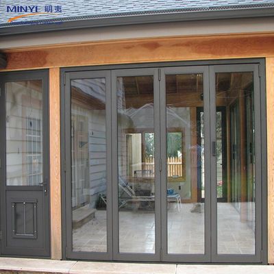 Puerta doble acristalada de vidrio de doble templado Puerta plegable de PVC para pared divisoria interior
