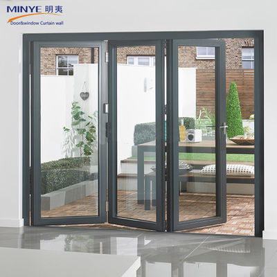 Puerta plegable de aluminio con aislamiento acústico con 4 paneles Puerta de pantalla de aluminio en diseño moderno