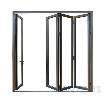 Acordeón plegable Patio de vidrio de aluminio exterior Puerta corredera doble con corte térmico