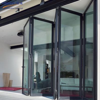 Acordeón plegable Patio de vidrio de aluminio exterior Puerta corredera doble con corte térmico