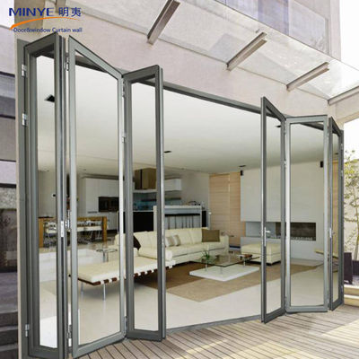 Acordeón plegable Patio de vidrio de aluminio exterior Puerta corredera doble con corte térmico
