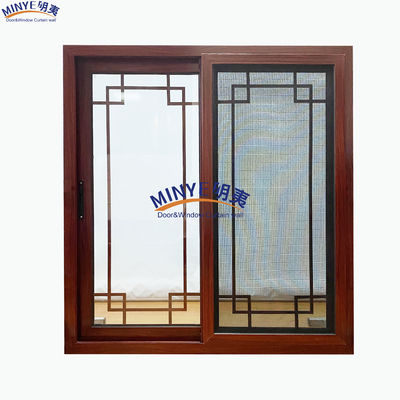 Ventana corredera de diseño moderno de aluminio con perfil anodizado y pantalla plegable