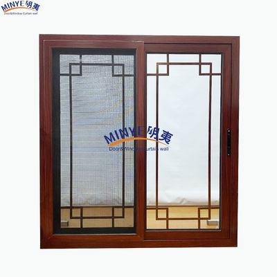 Ventana corredera de diseño moderno de aluminio con perfil anodizado y pantalla plegable