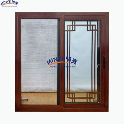 Ventana corredera de diseño moderno de aluminio con perfil anodizado y pantalla plegable