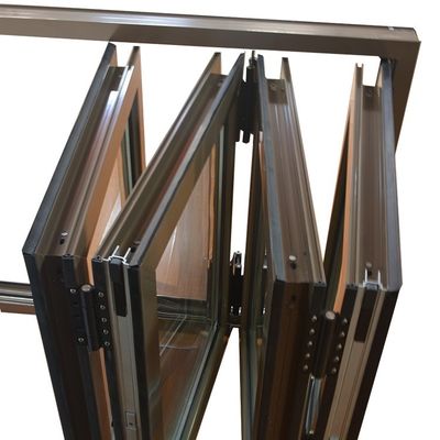 Acordeón de aluminio ventanas plegables verticales con revestimiento de energía y hardware chino superior