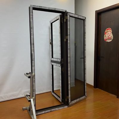 Puerta de vidrio minimalista con hardware chino de aluminio de doble hoja de ventana