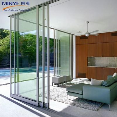 Materiales para redes de pantalla de acero inoxidable Puertas corredizas de vidrio doble templado de aluminio