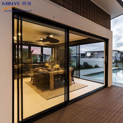 Venta directa de puertas correderas de vidrio con Alemania Hardware Método de apertura de empuje y tira