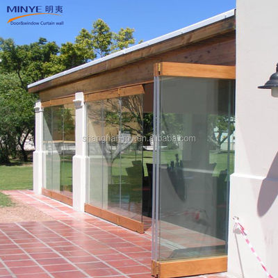 Hermosa puerta plegable de aluminio sin marco con aislamiento térmico