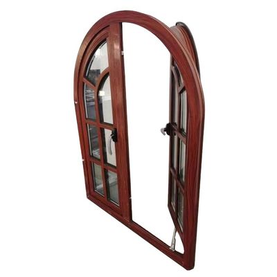 Ventana de revestimiento de aluminio de perfil medio redondo con diseño de grano de madera
