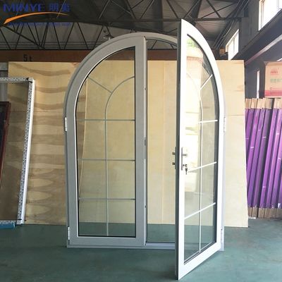 Ventana de revestimiento de aluminio de perfil medio redondo con diseño de grano de madera