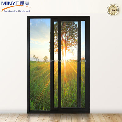 Puertas de patio de 3 paneles de madera revestida de aluminio con puerta corredera de vidrio templado de vidrio con baja temperatura