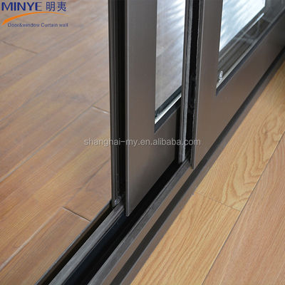 Puertas de patio de 3 paneles de madera revestida de aluminio con puerta corredera de vidrio templado de vidrio con baja temperatura