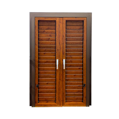 Ventana de persiana de aluminio de apertura horizontal personalizada con acabado de grano de madera