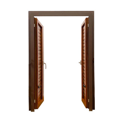 Ventana de persiana de aluminio de apertura horizontal personalizada con acabado de grano de madera