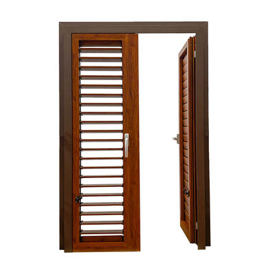 Ventana de persiana de aluminio de apertura horizontal personalizada con acabado de grano de madera