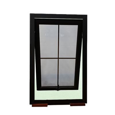 Ventana de toldo de aluminio de estilo swing abierto con vidrio doble templado y rejilla incorporada