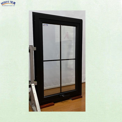 Ventana de toldo de aluminio de estilo swing abierto con vidrio doble templado y rejilla incorporada