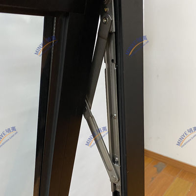 Ventana de toldo de aluminio de estilo swing abierto con vidrio doble templado y rejilla incorporada