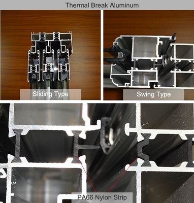 Diseño moderno Interior de aluminio Puertas francesas con ahorro de energía e aislamiento térmico