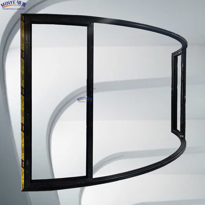 Puerta corredera de hotel con marco de aluminio curvado de múltiples pistas y vidrio doble templado