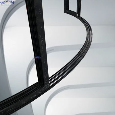 Puerta corredera de hotel con marco de aluminio curvado de múltiples pistas y vidrio doble templado