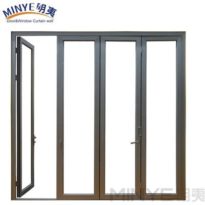 Decoración exterior plegable Entrada frontal puerta de entrada de vidrio con malla de pantalla de fibra de vidrio