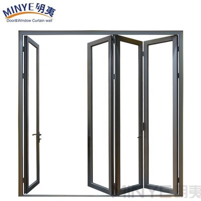 Decoración exterior plegable Entrada frontal puerta de entrada de vidrio con malla de pantalla de fibra de vidrio