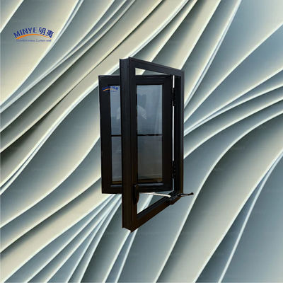 Ventana de aluminio con cascada de rompecabezas térmicas modernas con doble vidrio templado de banda dividida