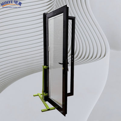 Puerta de vidrio de aluminio con persiana interna y vidrio doble templado