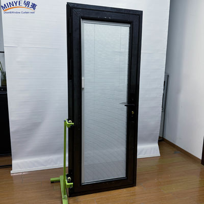 Puerta de vidrio de aluminio con persiana interna y vidrio doble templado