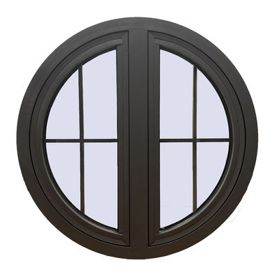Diseño moderno de vidrio doble templado circular redondo Casement Ventanas con parrillas de ventanas