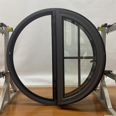 Diseño moderno de vidrio doble templado circular redondo Casement Ventanas con parrillas de ventanas