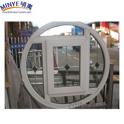 Diseño moderno de vidrio doble templado circular redondo Casement Ventanas con parrillas de ventanas