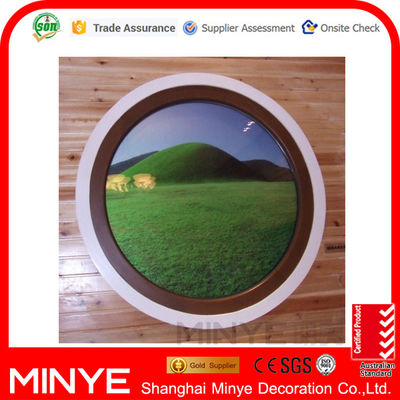Diseño moderno de vidrio doble templado circular redondo Casement Ventanas con parrillas de ventanas