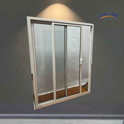 Puerta corredera de aluminio de hardware chino con doble vidrio templado y pantalla de fibra de vidrio