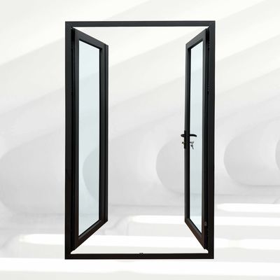 Estilo de diseño postmoderno Doble vidrio endurecido en polvo recubierto de puertas de entrada exteriores francesas