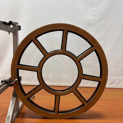 Ventana fija de aluminio de estilo americano con buen sellado en color de grano de madera