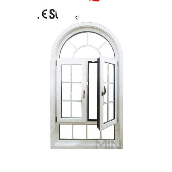 Ventana de aluminio revestido de madera con diseño de parrilla de 1,4 mm y espesor de perfil de 14 mm