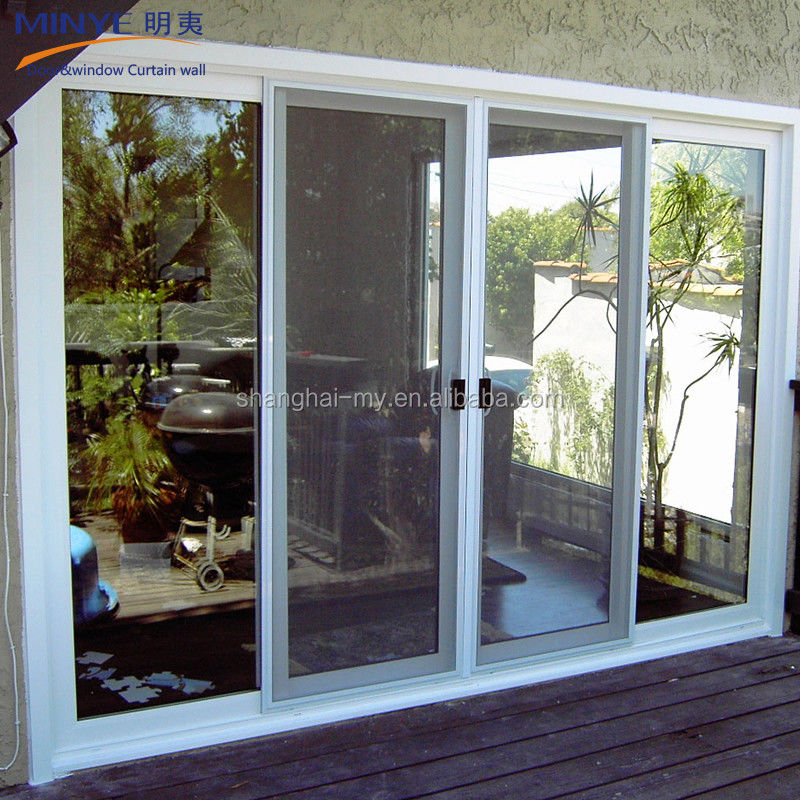 Diseño moderno exterior impermeable UPVC PVC francés puerta corredera de vidrio patio para villas