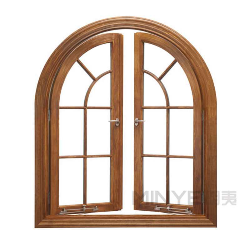 Color de perfil personalizado Cuadro de aleación de aluminio Ventanas curvas con diseño redondo superior